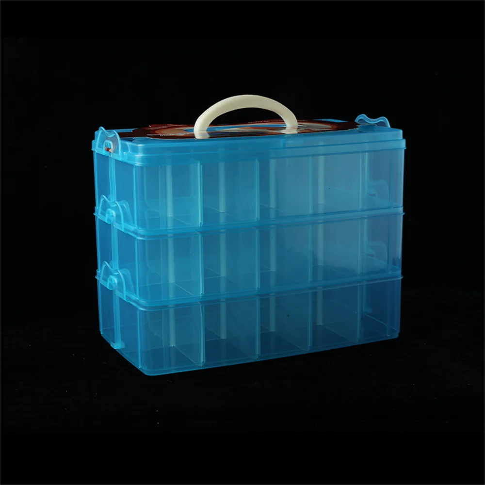 Plastic Transparent Cosmetics Sorting Box,Portable Three-Layer Storage,Detachable 30 Grid LEGO Storage,Toy