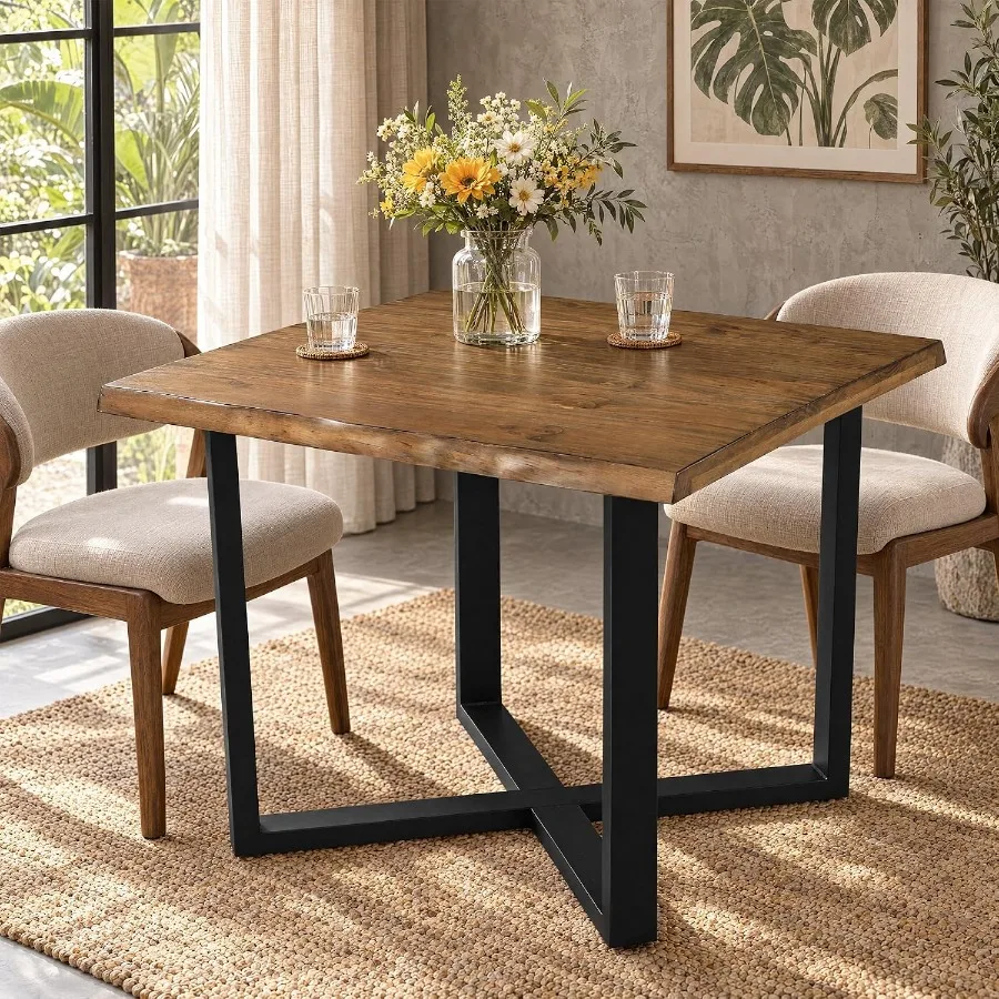 Square Dining Table with Live Edge 31.5