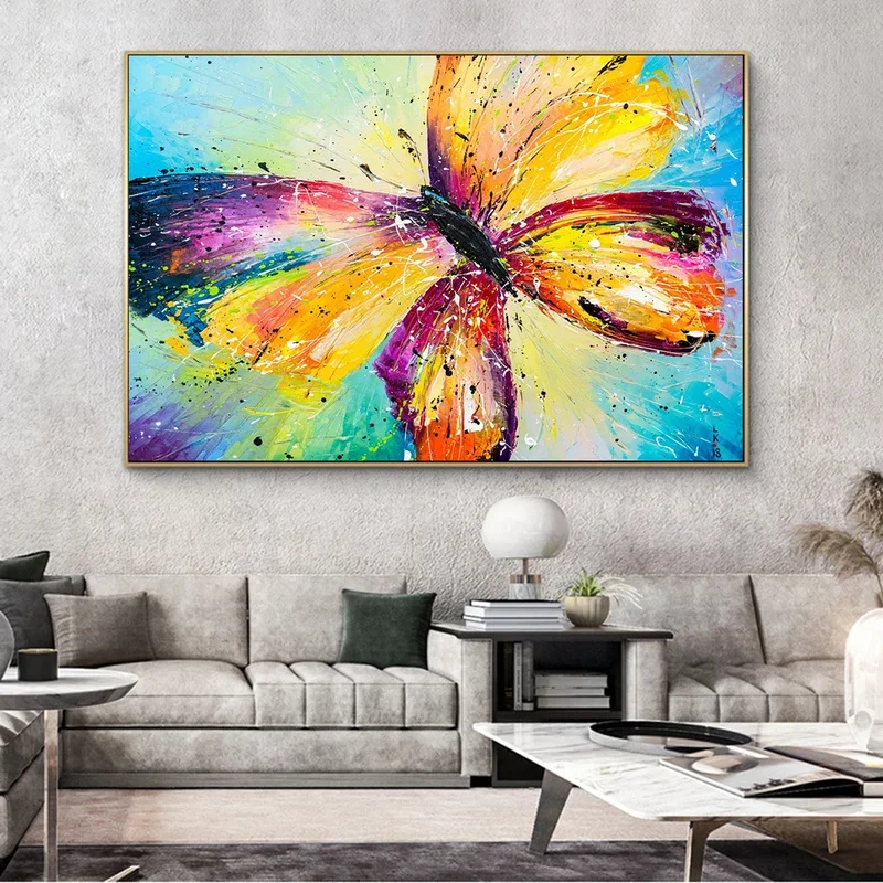 Modern Simple Retro Wall Art Colourful Butterflies HD Canvas Print Poster Home Living Room Bedroom Decorative Painting