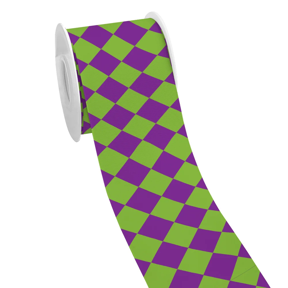5yards Checkered Pattern Halloween Grid Printed Grosgrain Ribbon for Cheer Bows DIY Girl Headwear Hair Bows Satin Ribbon