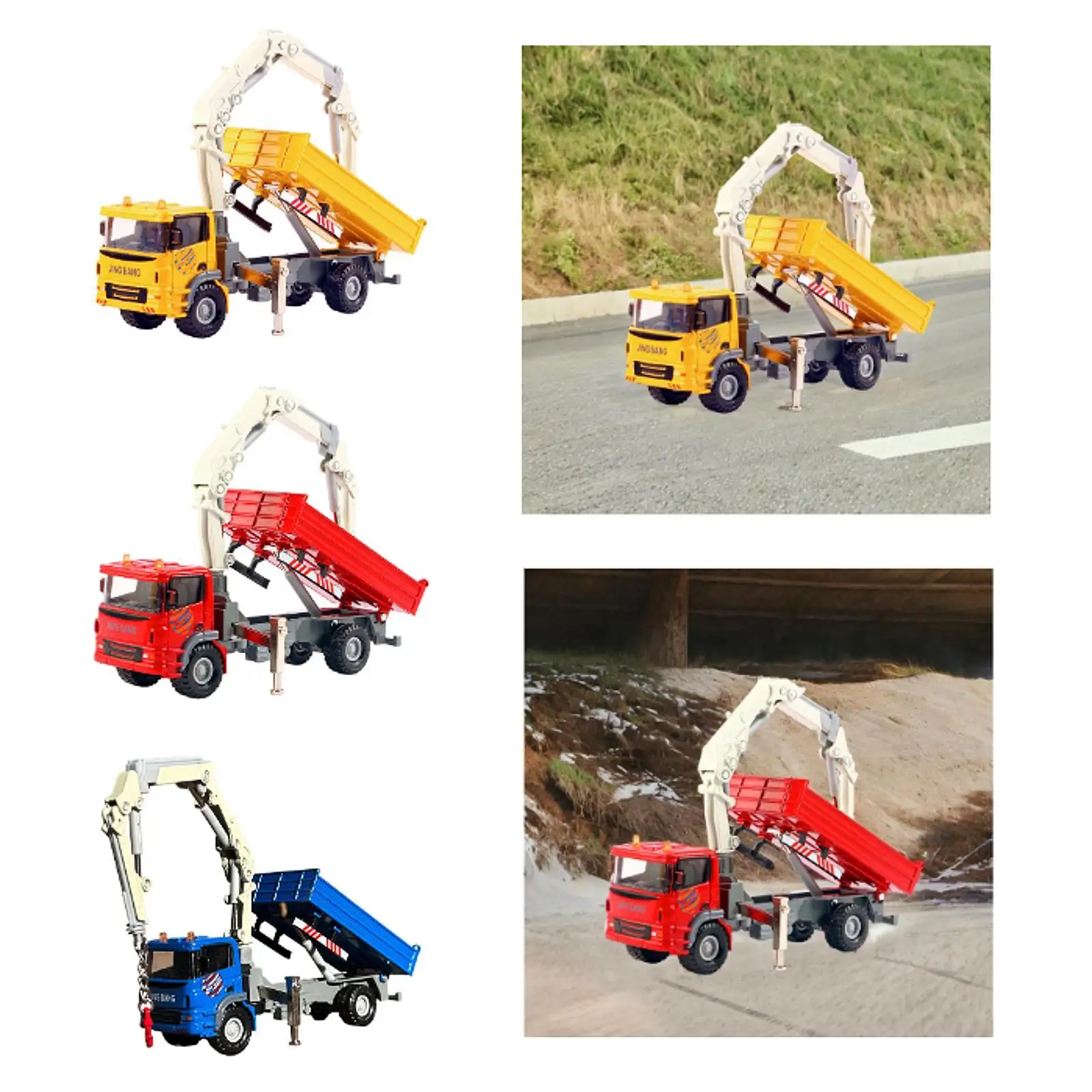 1/60 Crane Truck Toy Miniature for Kids Boys Girls Engineering Vehicle Model