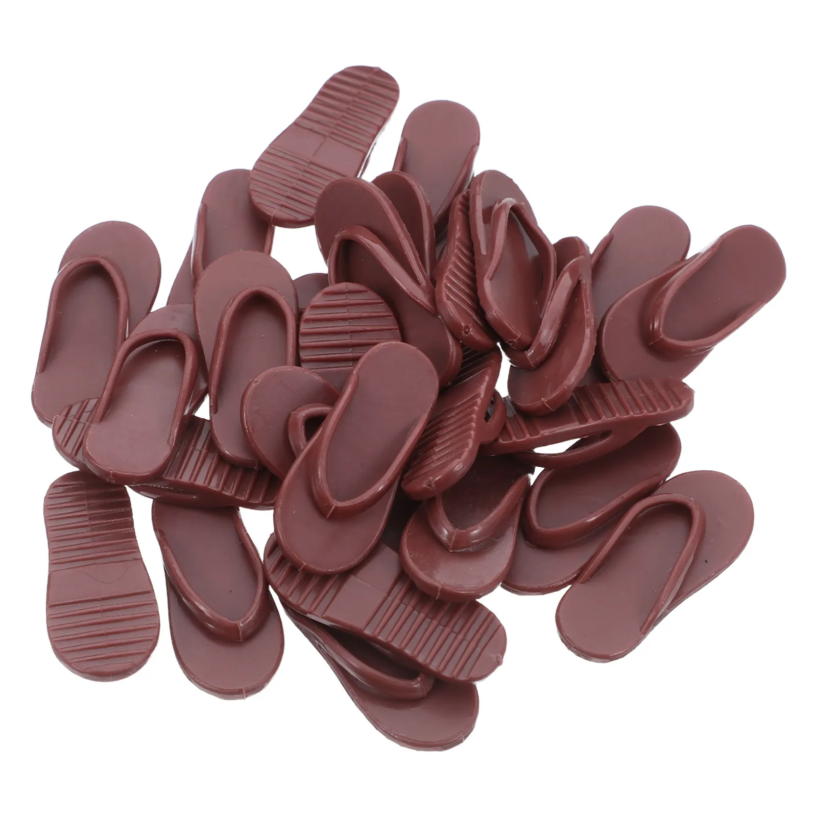 

50Pcs Realistic Beach Sandals for 11 Inch Brown Miniature Stylish Summer Footwear for Imaginative Dress
