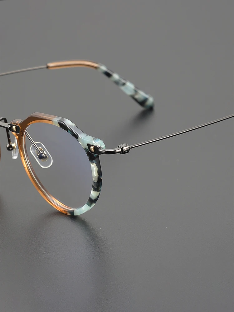 Fashion literary ultralight titanium glasses frame pear-shaped retro hipster man oval optical prescription myopia glasses female