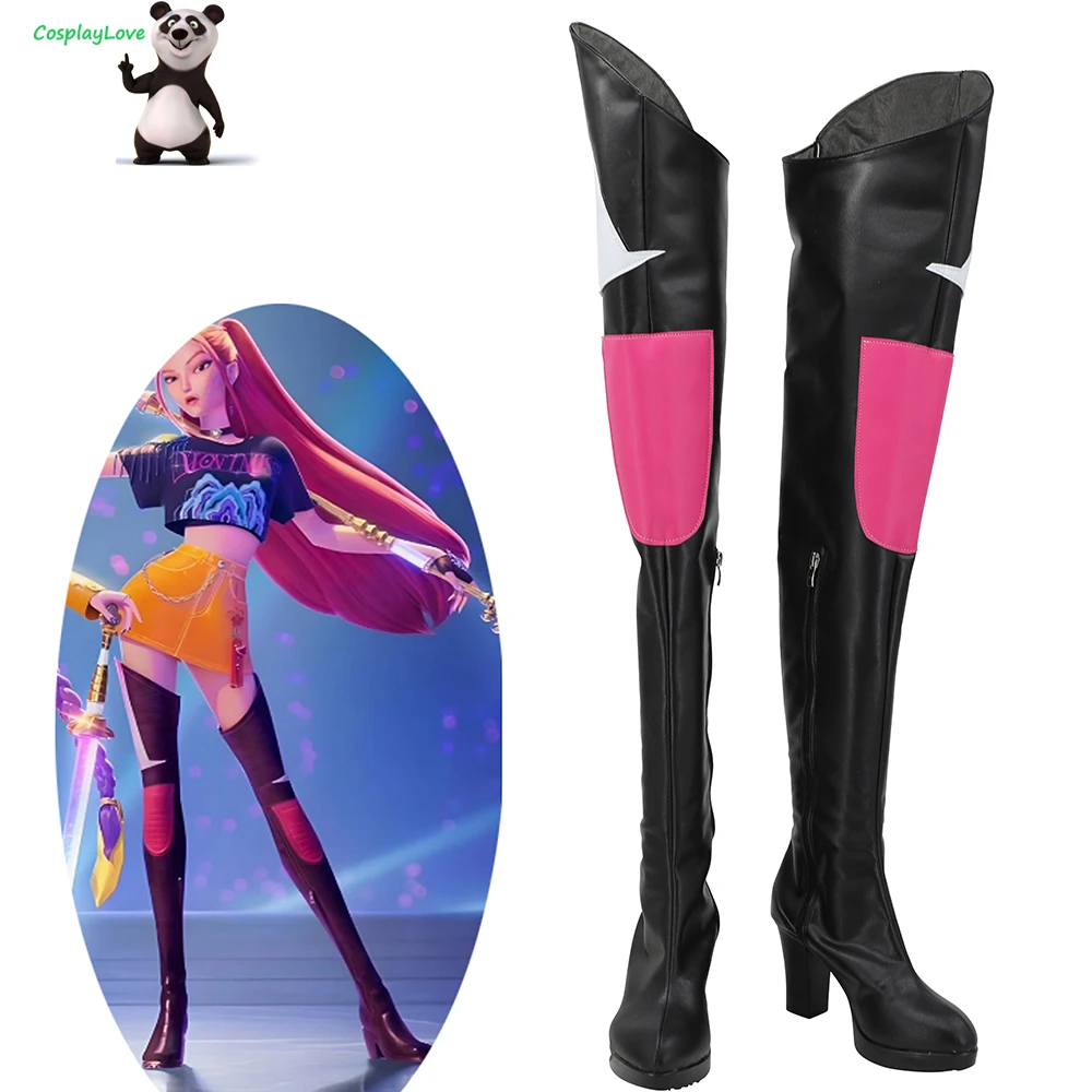 

КосплейLove KPop Охотники на демонов Mira Черные туфли для косплея Длинные кожаные сапоги на заказ