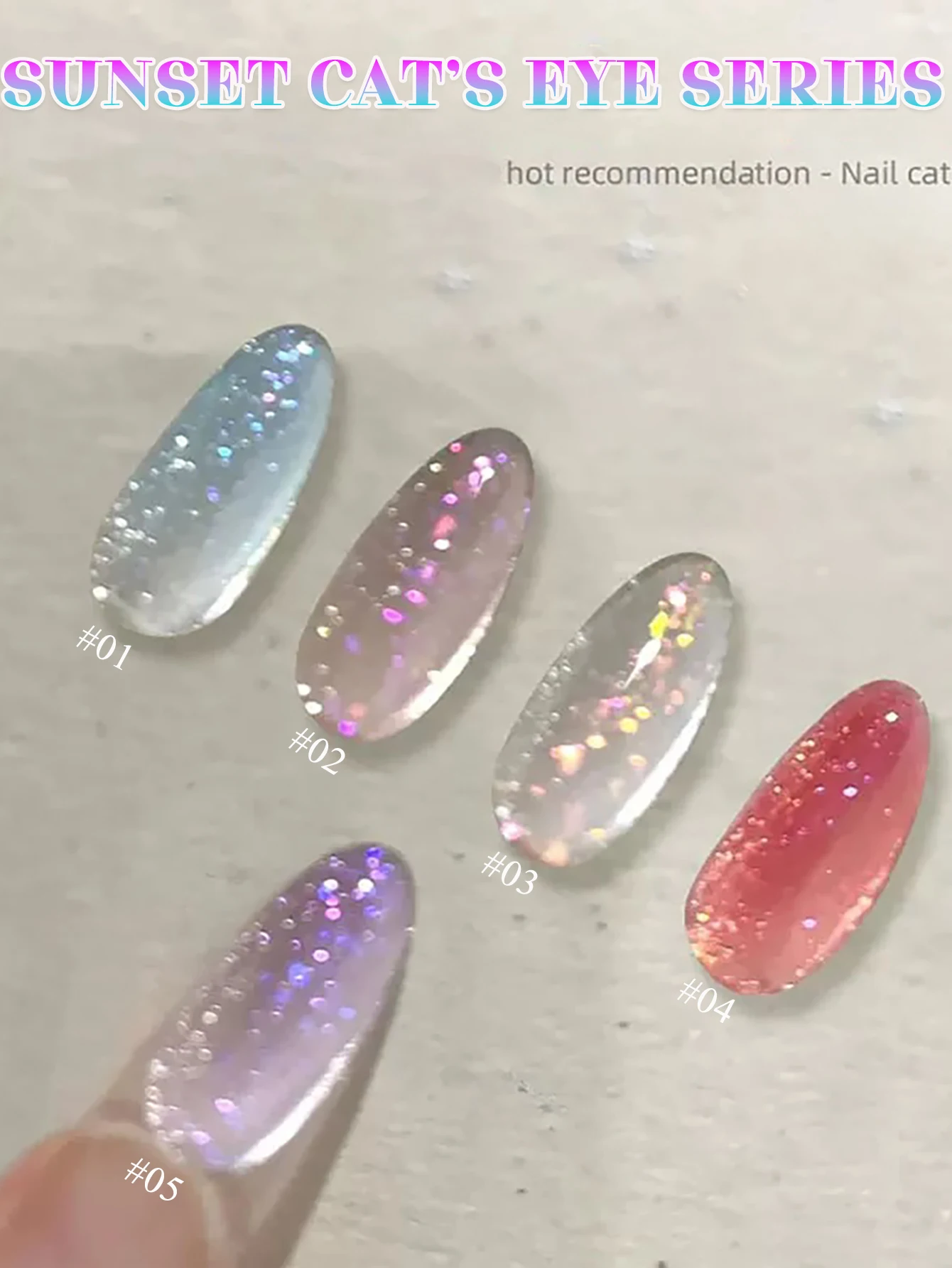 1-24pcs WS Romantic Glitter Sundown Sunset Cat Eye Gel Nail Polish 2025 Popular Blue Glass Bead Cat Eye Nail Art Nail Supplies