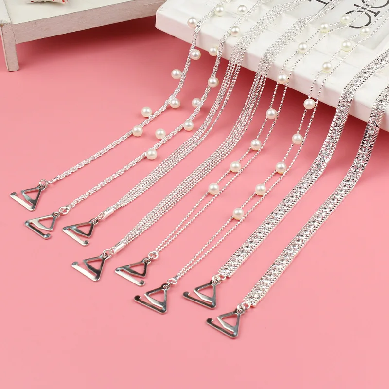 Intimate Accessories Decorative Bra Straps Bra Chain Pearls Shoulder Straps Elegant Imitation Pearls Bra Accessories Adjustable