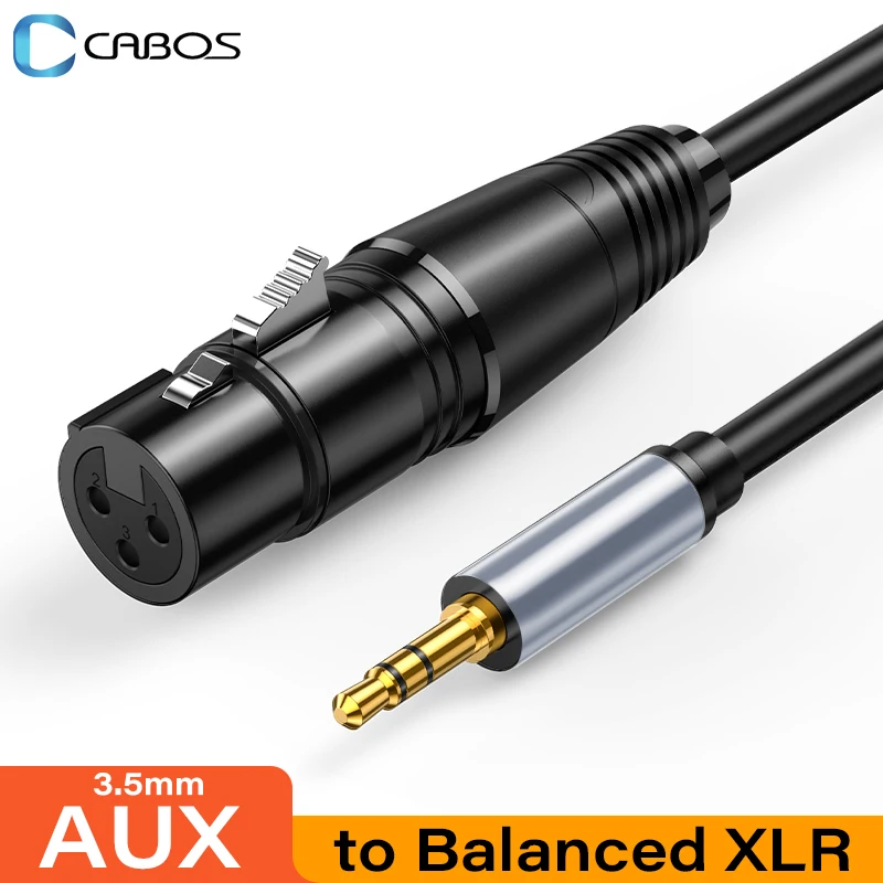 XLR kabel mikrofon Audio 3.5mm, kabel Audio Analog seimbang XLR Female ke AUX 3.5mm Jack untuk penguat Speaker ponsel komputer