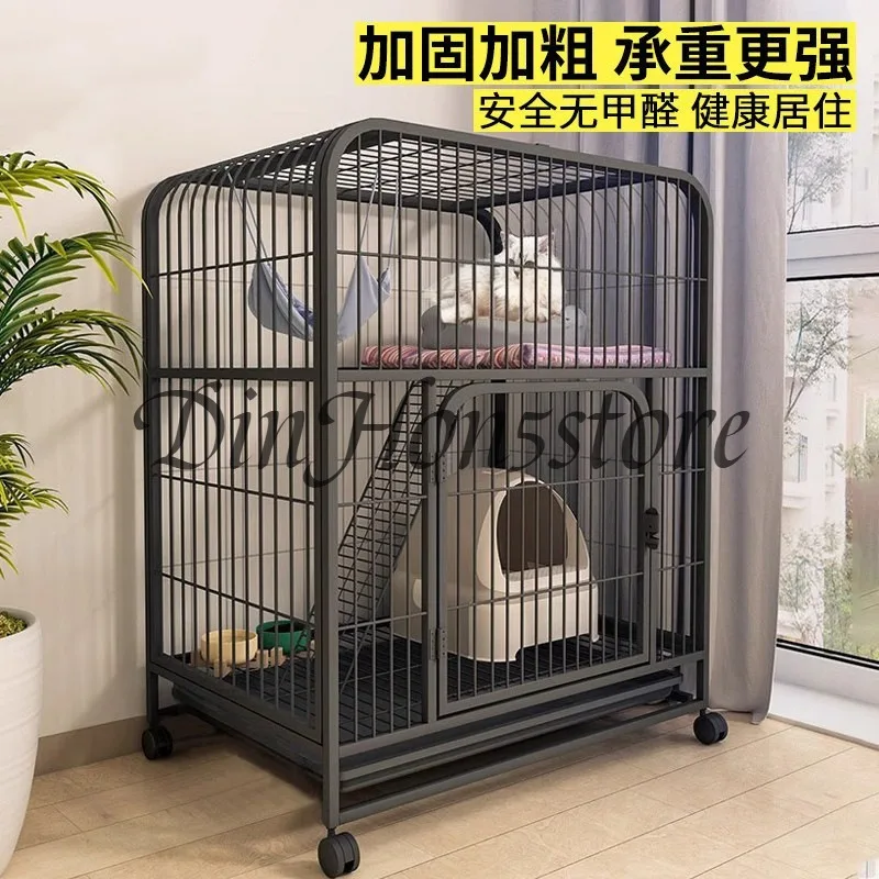 Cat cage villa two floors large free space nest toilet integrated house cage