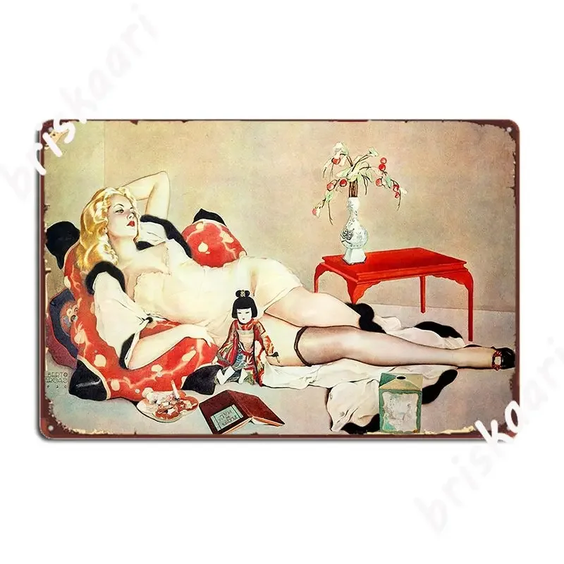 Alberto Vargas Fleur De Mal 1920 Metal Sign Wall Cave Retro Bar Cave Poster Tin Sign Posters