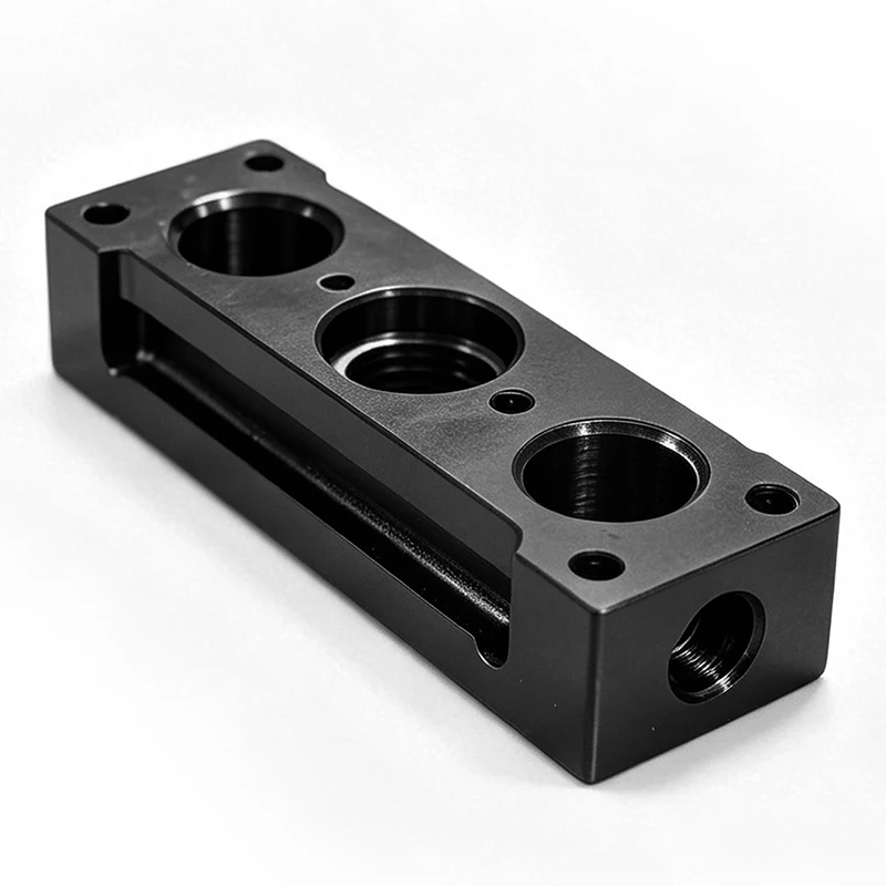 CNC Turning Milling for Machining Custom Black Anodized Aluminum Air Manifold Plate Industrial Equipment Parts