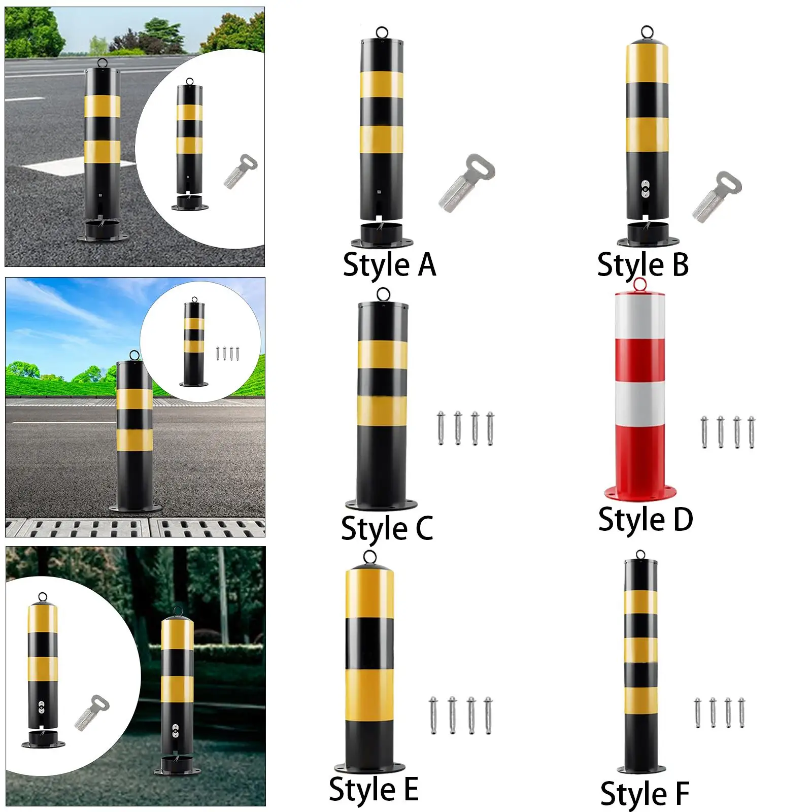 Safe Bollard Post Safety Barrier Traffic Bollard Parking Barrier for Road Intersections Traffic Area Sidewalks Outdoor Driveway