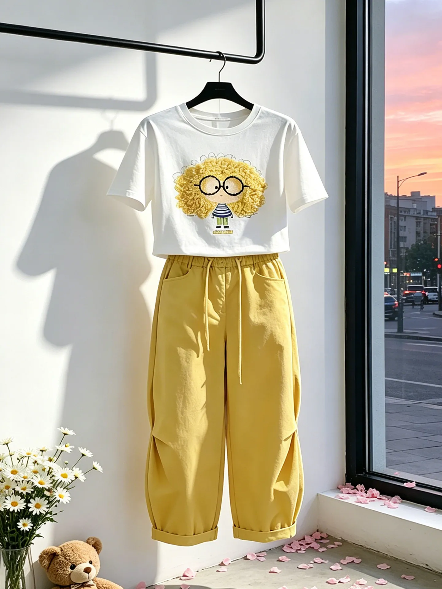 

Chic Floral Print Two-Piece Set Summer 2026 Breathable Lightweight Short Sleeve Wide Leg Pants Commute Style Women's Fashion