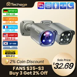 Techage 8MP 1 PCs segurança Poe Ultra HD 4K câmera web de controle facial inteligente P2P gravação de áudio monitoramento CWE