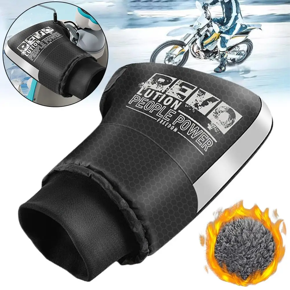 1Pair Electric Motorcycle Handlebar Cover Waterproof Warm In Winter With Thickened Velvet Handlebar Cover And Hand Protector