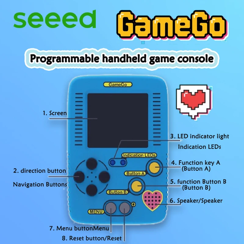 

Игровая консоль GameGo, программируемая детская игрушка для программирования начальной средней школы, учебные пособия, портативная игровая консоль, портативная