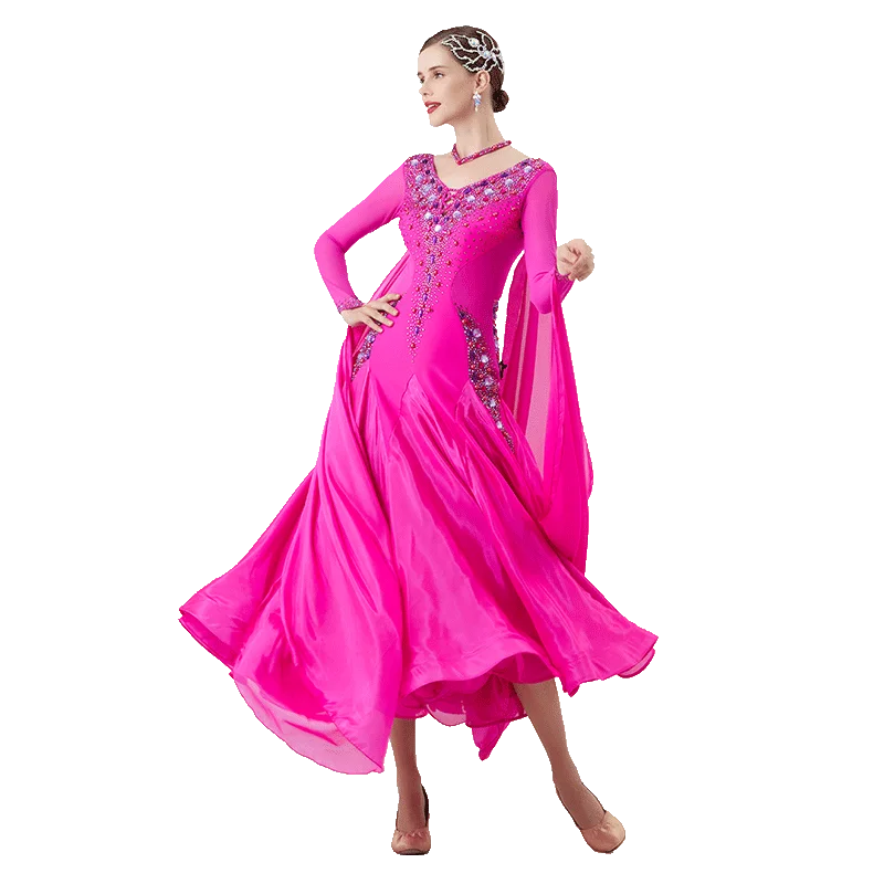 

B-22231 New Women Modern Dance Rhinestone Color Diversity Dress Ballroom National Standard Waltz Competition Performance