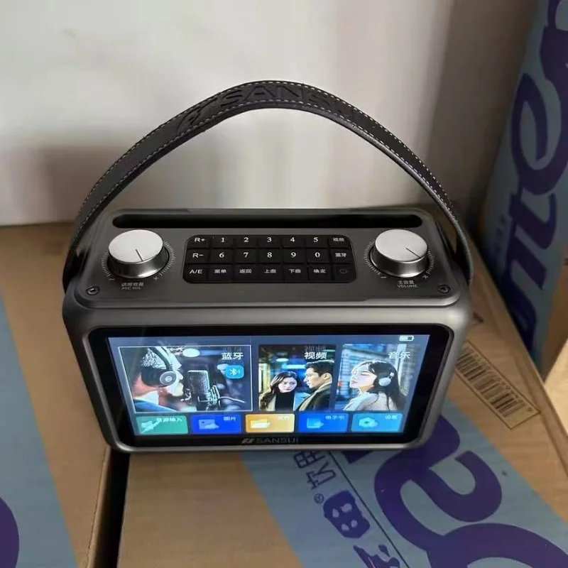 SANSUI F58 فيديو كاريوكي سمّاعات بلوتوث 40 واط مضخم صوت عالي الطاقة 7 بوصة شاشة عالية الوضوح كلمات عرض مشغل موسيقى