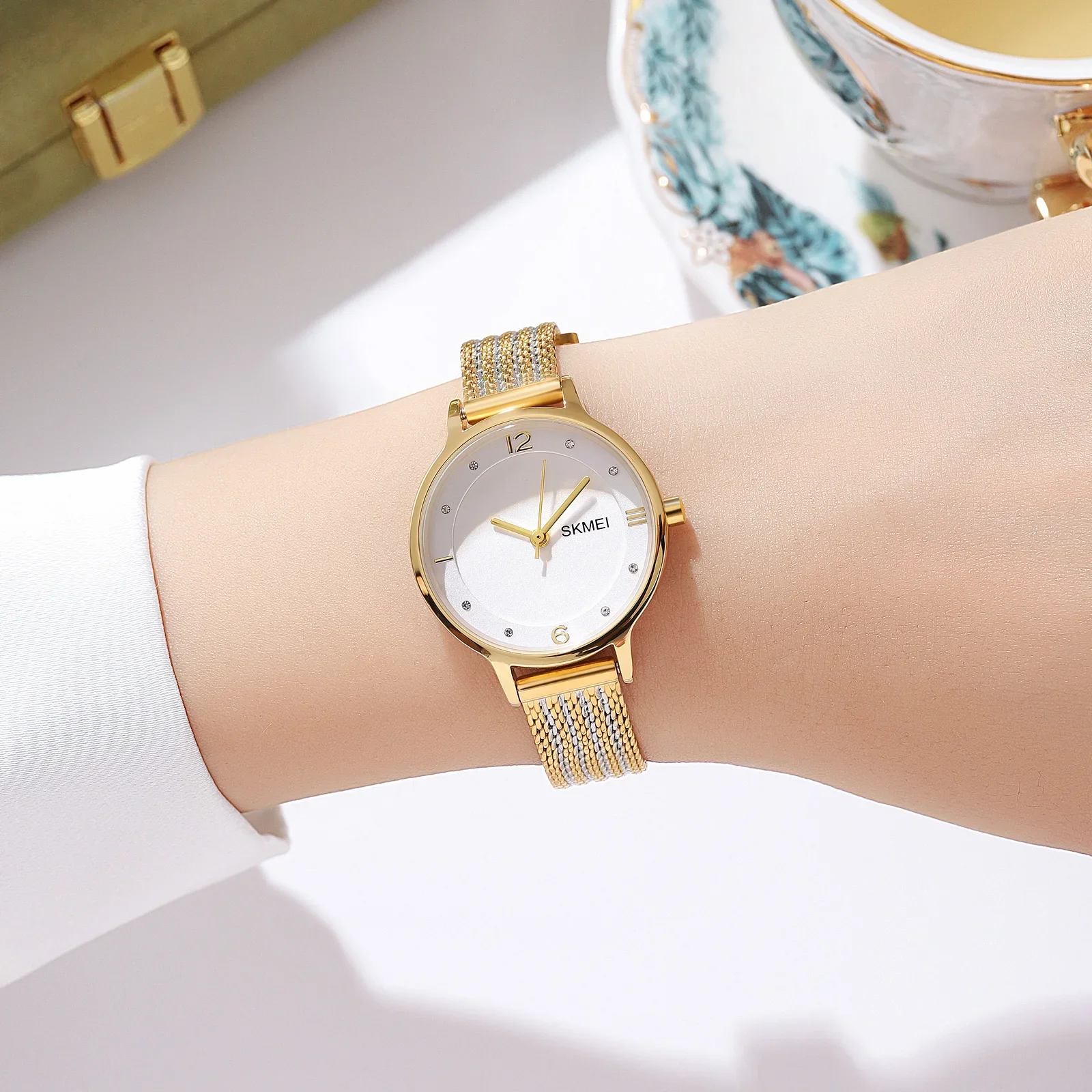 SKMEI 1874 Fashion Japan Quartz Movement Wristwatch Ladies Hour Clock Relogio Feminino Stainless Steel Bracelet Women Watches