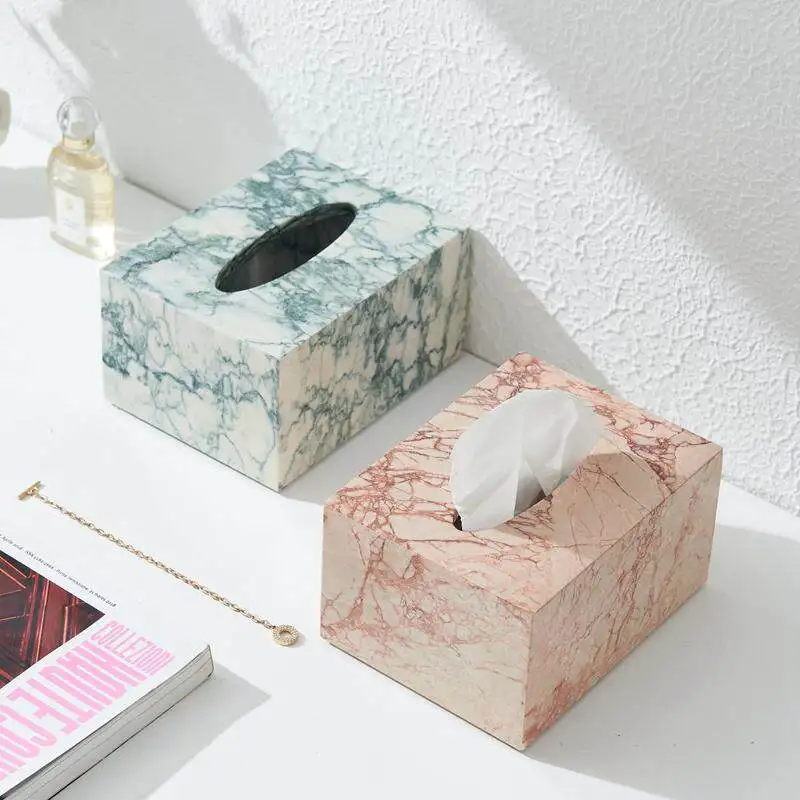 Marble Tissue Boxes Light Luxury High-end Paper Box Nordic Living Room Dining Room napkin Holder Hotel Room Bathroom Decoration