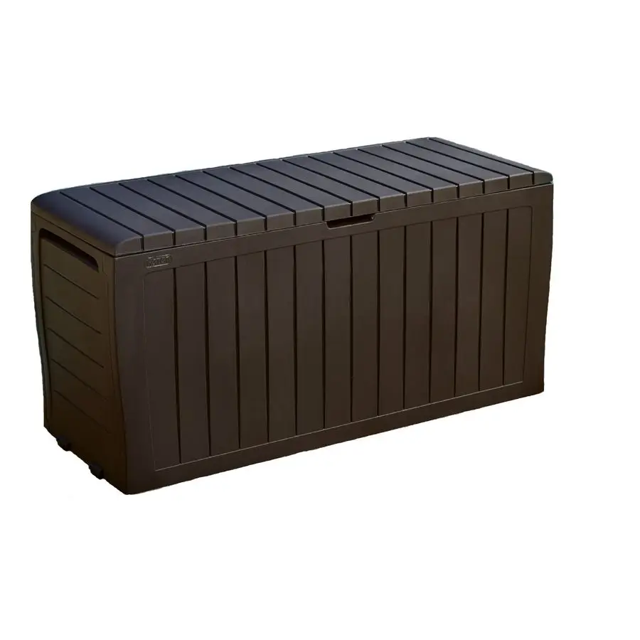 Marvel Plus 71 Gallon Resin Outdoor Storage Box for Patio Furniture Cushions, Throw Pillows, Garden Tools and Pool Floats, Brown