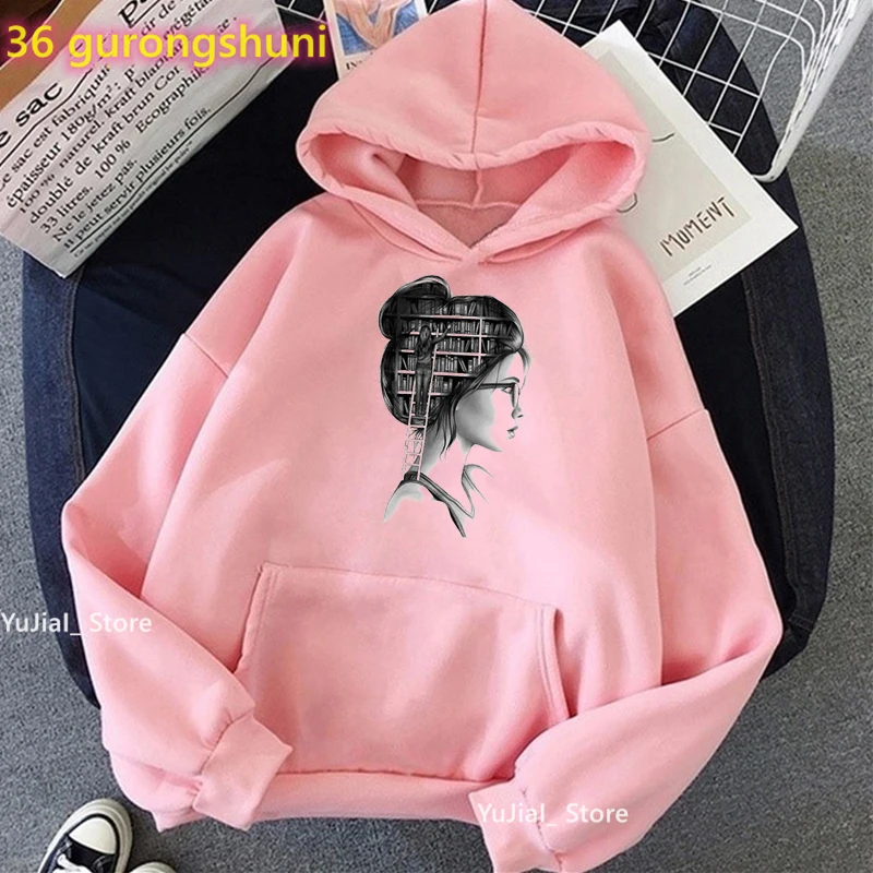 Sudadera con capucha con estampado de Love Reading Book para mujer, ropa divertida de melanina sudadera para mujer Harajuku Kawaii Oshum Vibes, chándal