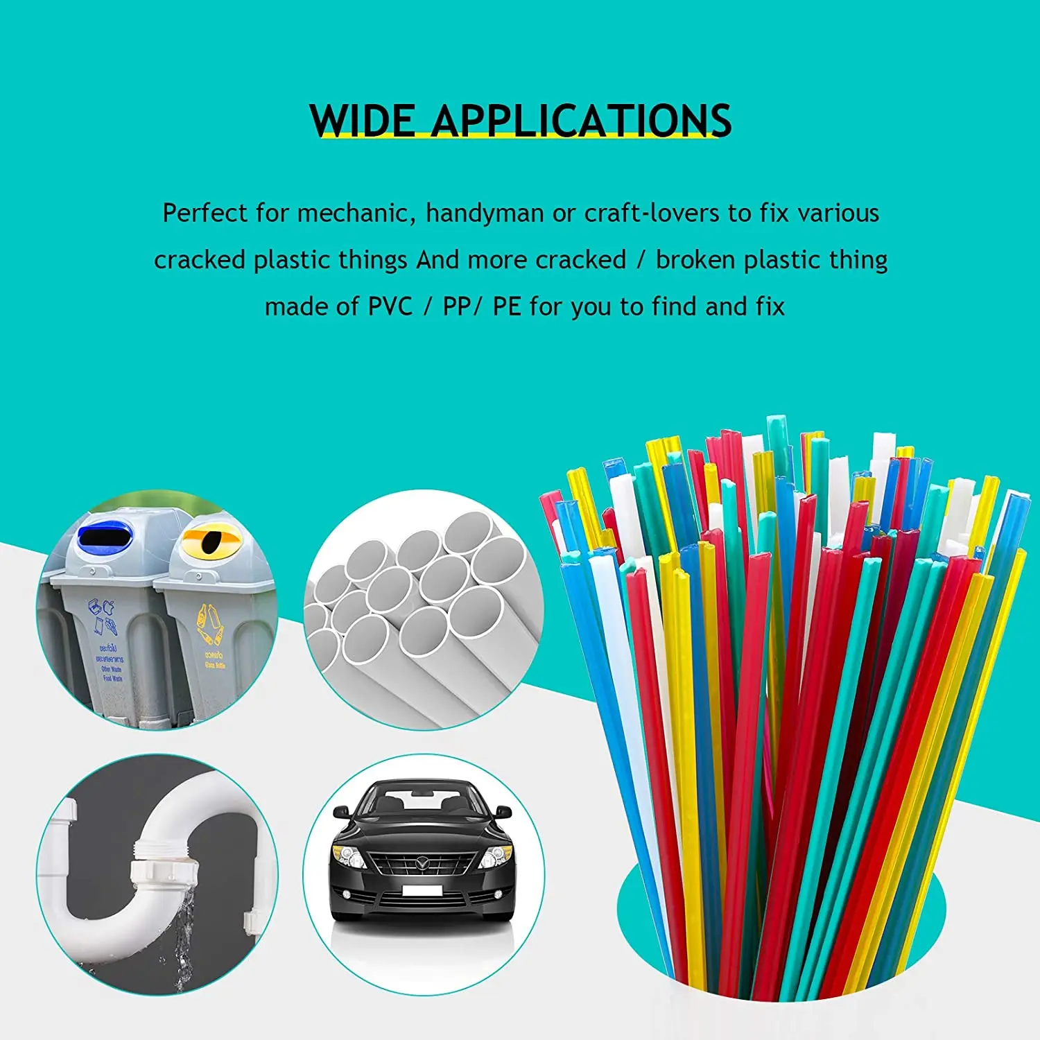 25pcs 50pcs Plastic Welding Rods 200mm Length ABS/PP/PVC/PE Welding Sticks For Plastic Welder machine Supplies