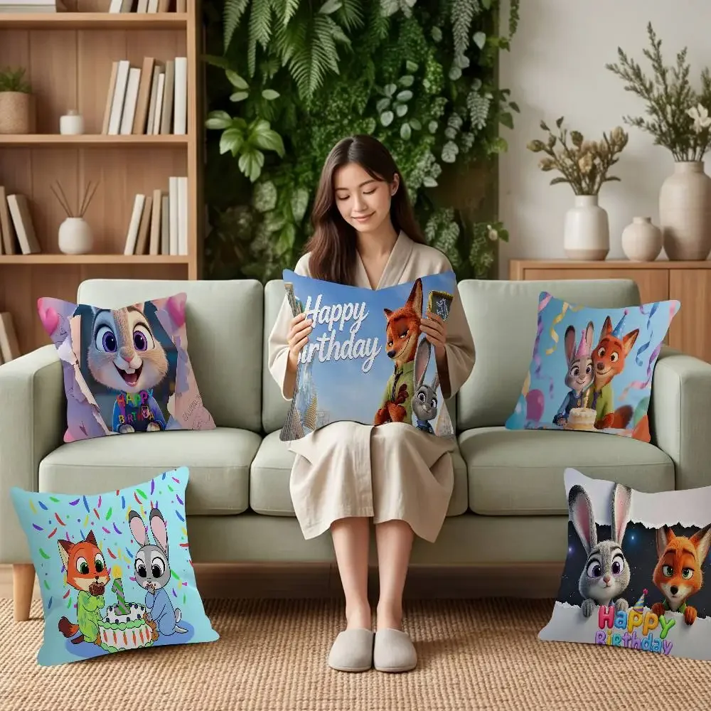 CUte Zoo-topia Fashion Decorative Pillowcase Throw Cover Pillow Case Cushion For Living Room Square Home Decor