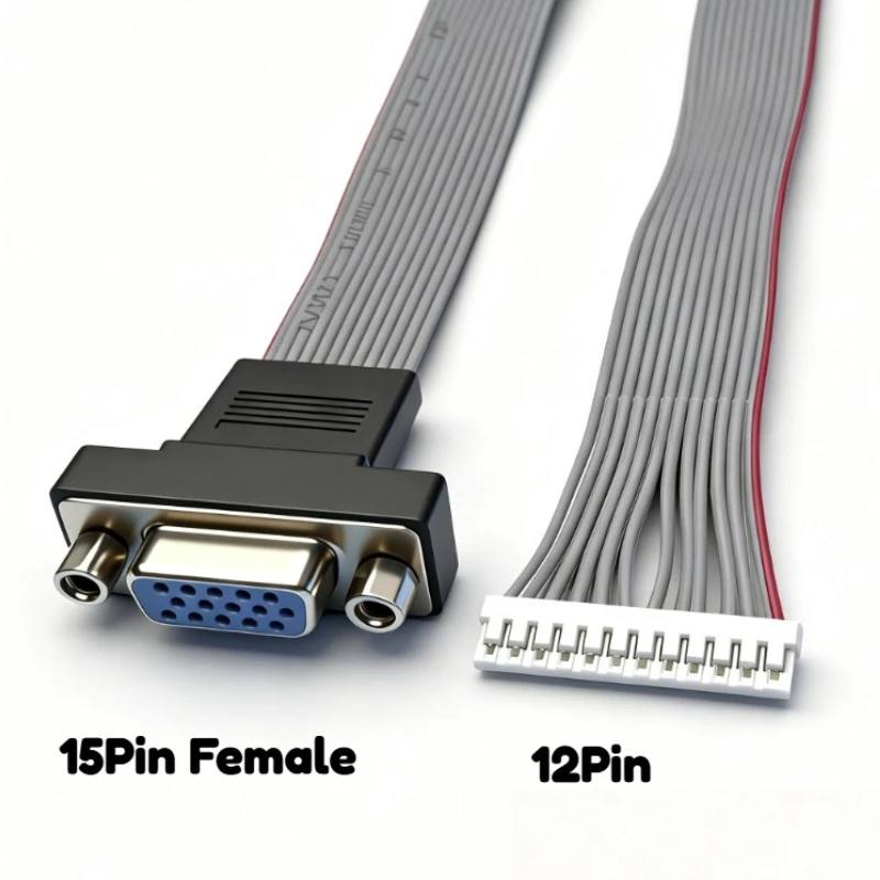 PH2.0-12Pin Terminal To 15Pin Female VGA Signal Transfer Wire0.3M Three Rows 15Pin D‑SUB Cables for Mainboard IO Control Line