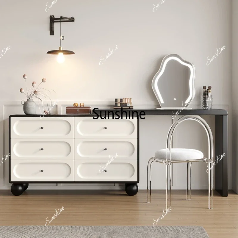 Compact Storage Vanity Lights Aesthetic Simple Girl Bedroom Dressers Makeup Drawers Cabinet Coiffeuse De Chambre Furniture Home