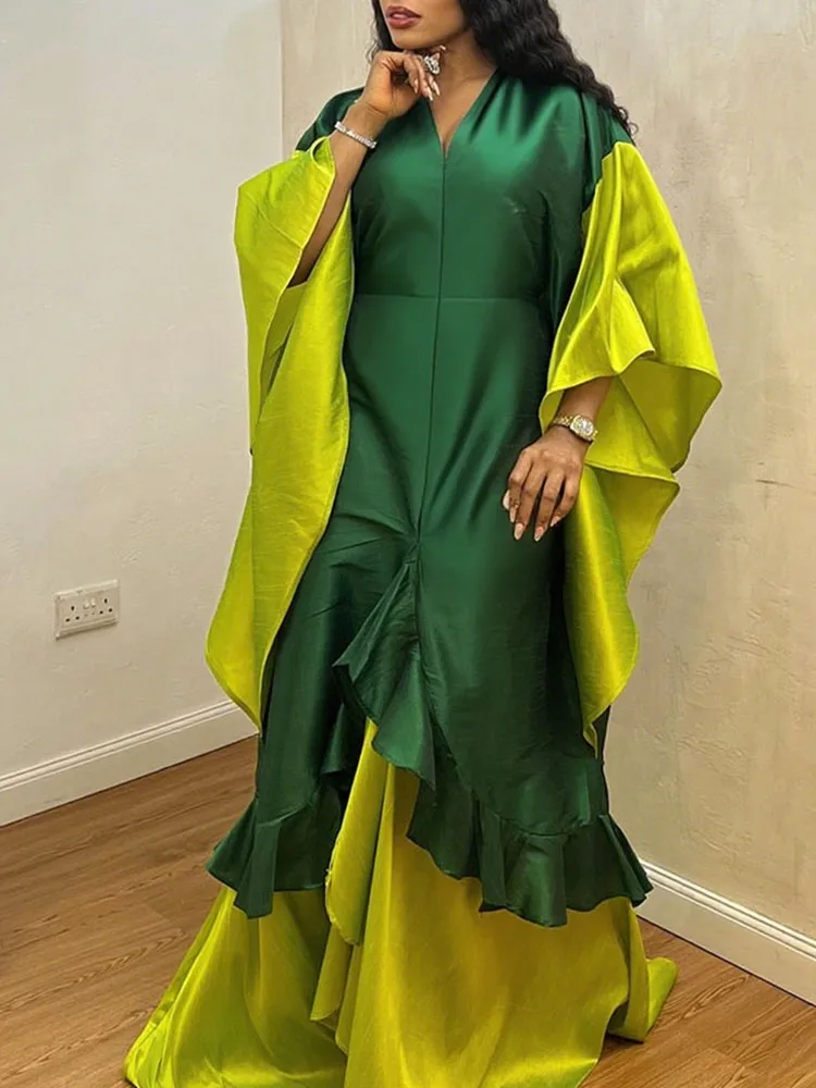 

Green Soft And Skin Friendly Boubou Silk Cotton Kaftans For African Senegal Women Long Dresses Top Quality Boubou Dashiki Robe