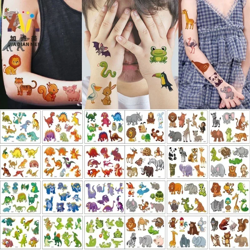 12pcs/lot Children Waterproof Tattoos for Little Girls Boys Face Neck Chest Shark Bee Insect Tattoo Sticker Tatouage Pour Enfant