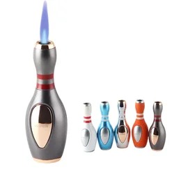 Jobon Bowling Ball Shaped Turbine Torch Lighter Desktop Ornaments Gift Metal Outdoor Windproof Blue Flame Jet Butane Gas Lighter