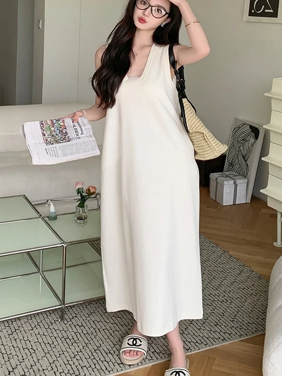 

Летнее повседневное свободное платье больших размеров для женщин, А-силуэт, длинное, комфортное, дышащее, макси-платье