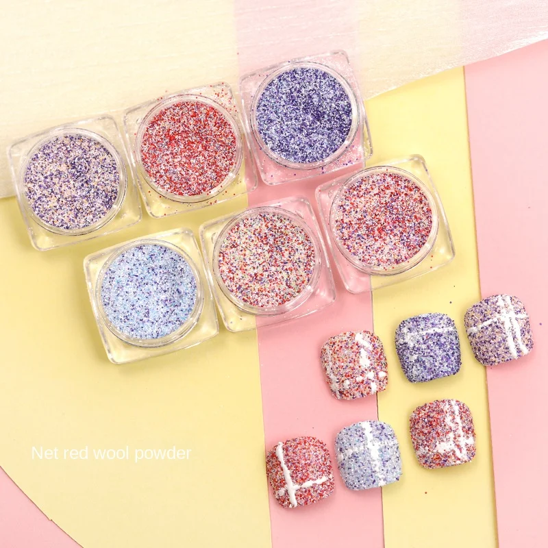 1 Set Candy Colors Nail Decoration Powder Cozy Chic Nail Art Powder 6 Colors