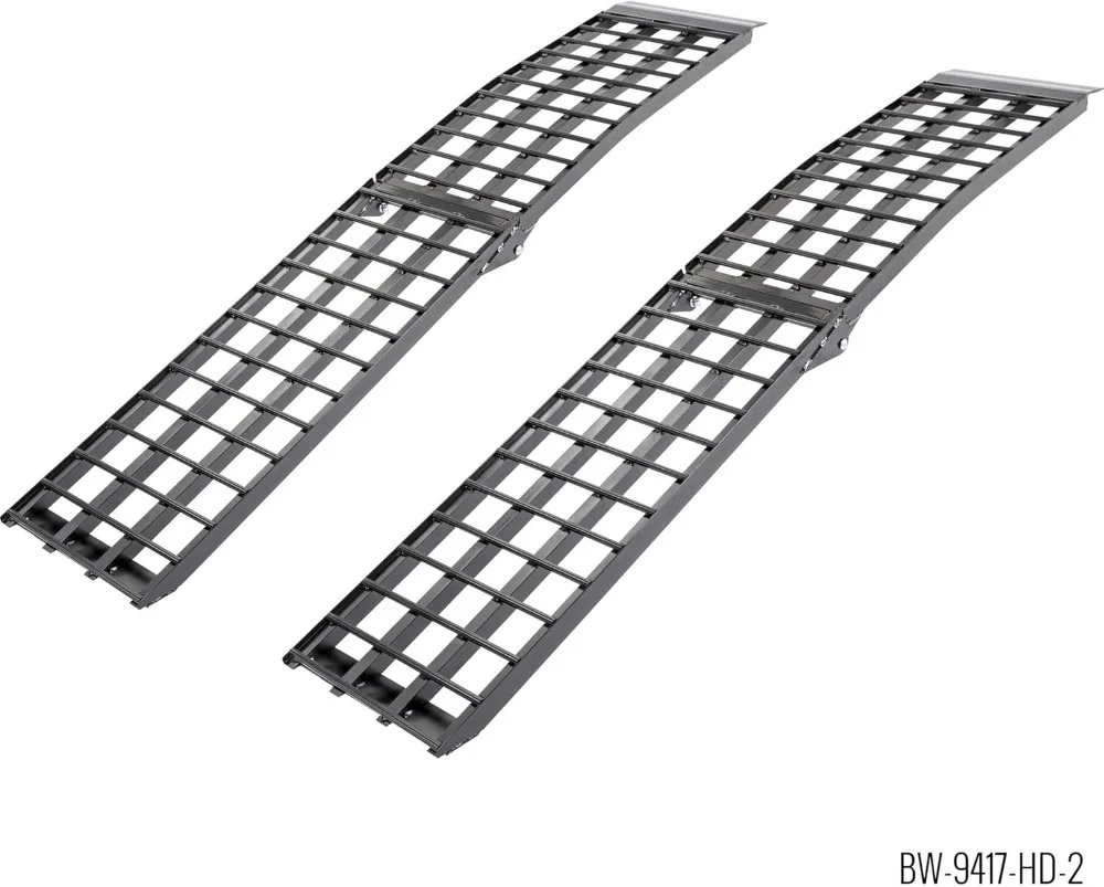 منحدرات تحميل ATV مقاس 7 بوصات مقاس 10 بوصات من Black Widow، شديدة التحمل، سعة 3000 رطل، مقوسة من الألومنيوم مزدوجة قابلة للطي