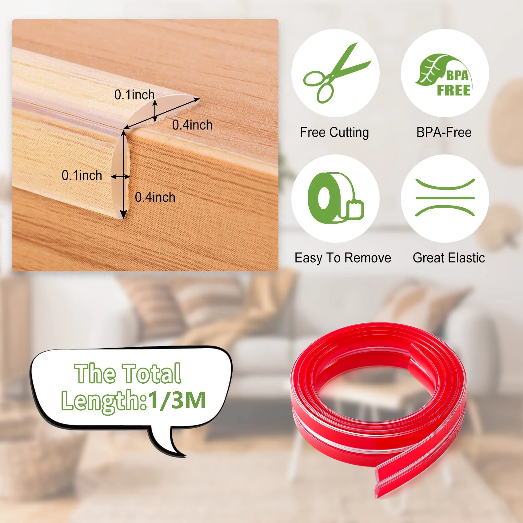 Transparent PVC Baby Protection Strip with Double-Sided Tape Anti-Bumb Kid Safety Table Edge Furniture Guard Corner L Protectors