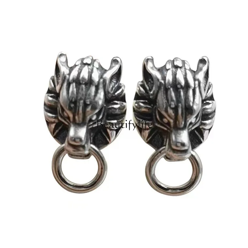 

Retro old wolf head stud earrings trendy fashion personality niche design domineering ear jewelry