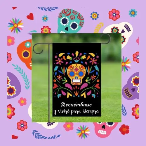 Day of the Dead Garden Flag Recuérdame, Día de los Muertos