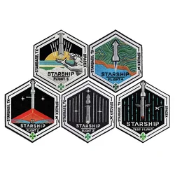 Spacex Starship Test Flight Embroidered Super Heavy Starbase TX Missions Tactical Patch Stickers on Backpack Hook and Loop