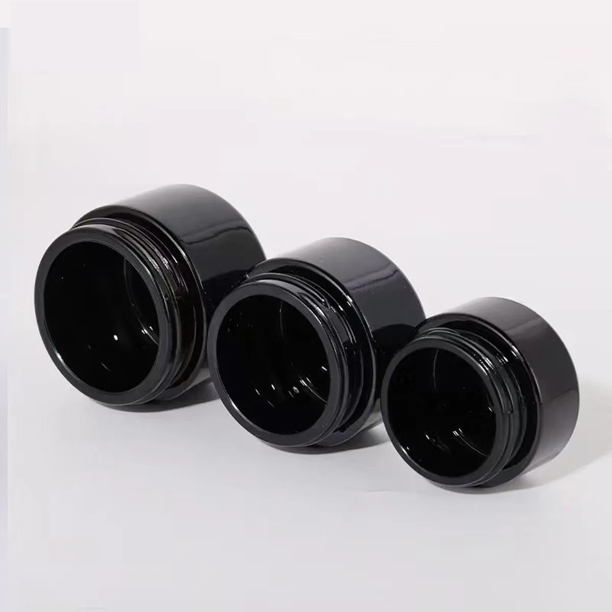 5g 10g 20g 30g 50g Empty Black Glass Jar Pot Cosmetic Lotion Lip Balm Face Hand Cream Refillable Cases Container Bottle