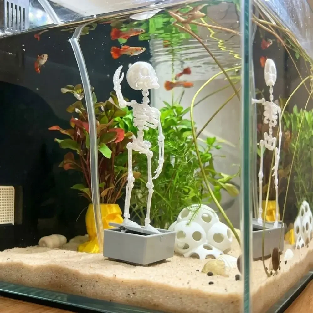 3D-gedruckte Fischbecken-Skelett-Dekoration, gotisches tanzendes Skelett, pneumatisches Modell für Fischbecken, Aquarium-Zubehör – Detail 10