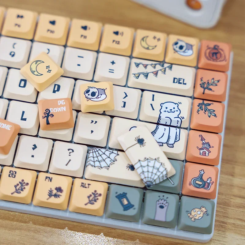

K3 Pro Max колпачки для клавиш с низким переключателем Cute Otter PBT термосублимационные колпачки для клавиш на заказ 87 клавиш, совместимые аксессуары для механической клавиатуры