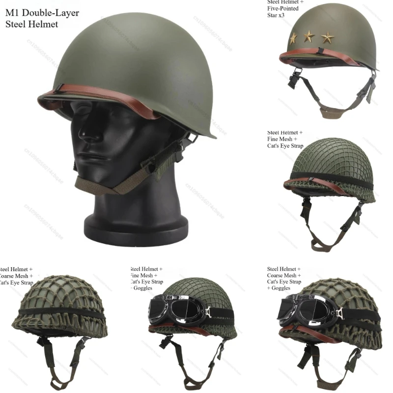 

Американский тактический шлем M1 с двойным слоем, стальной шлем времен Второй мировой войны для подавления беспорядков, для военных энтузиастов, косплея, полевого использования