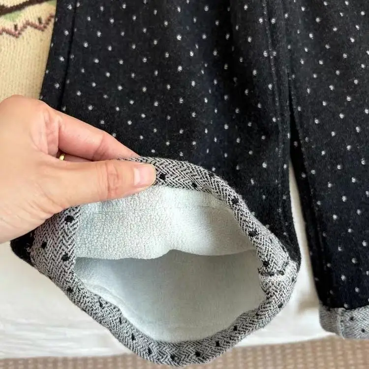 سراويل شتوية واسعة الساق للفتيات جينز للخريف والشتاء للأطفال منقط