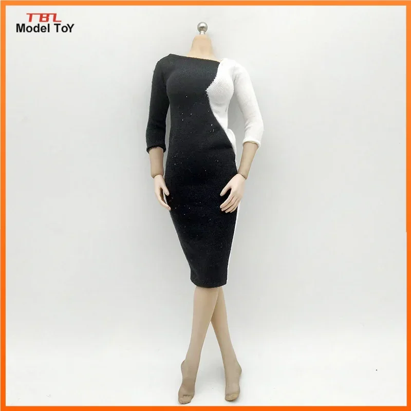 1/6 Schaal Vrouwelijke Soldaat Black & Witte Kleur Jurk Mode Longuettes Rok Model Voor 12in Action Figure 29Cm Pop speelgoed