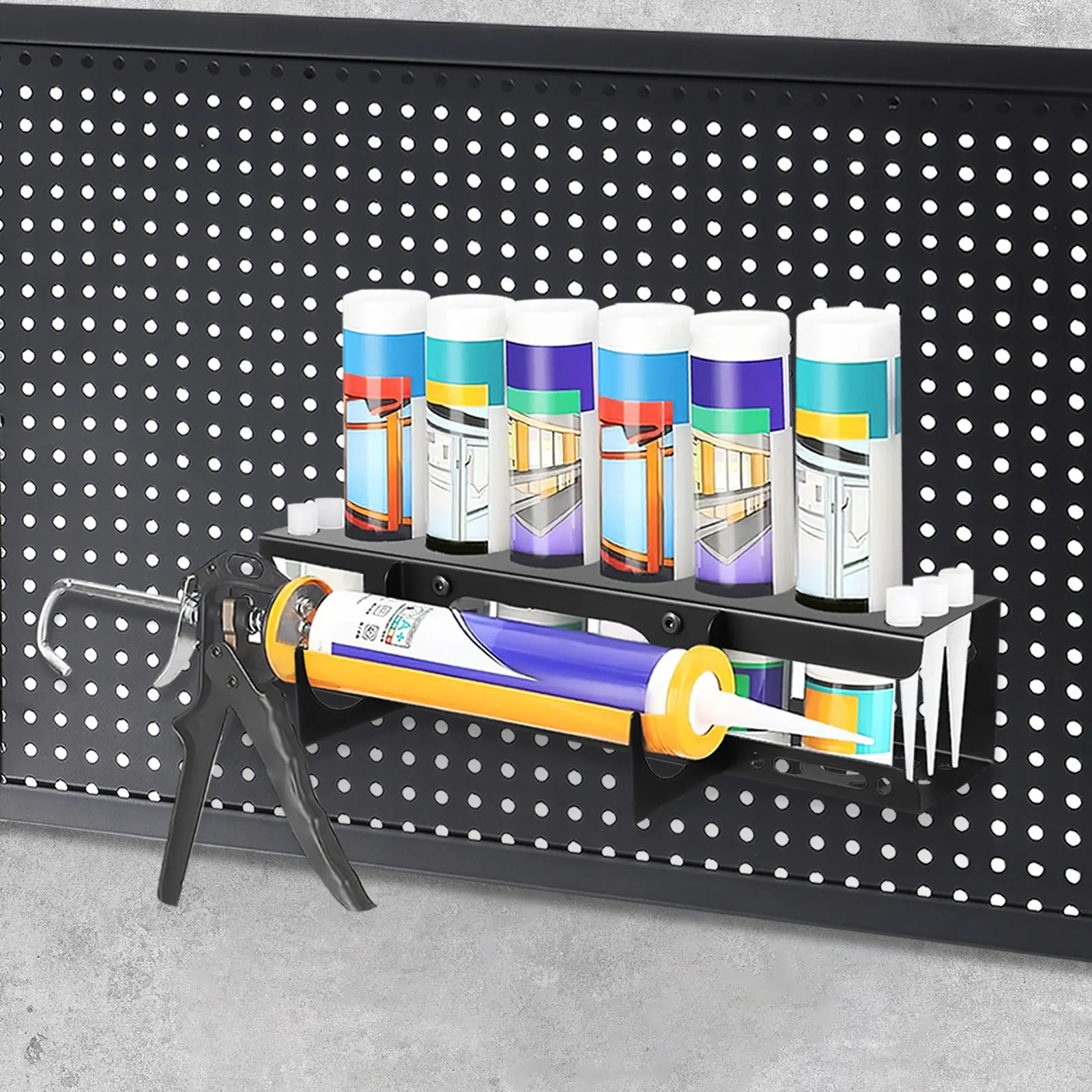 wall-mount-tool-organizer-heavy-duty-caulk-tube-storage-rack-adjustable-garage-workshop-wall-mounted-sealant-tool-rack