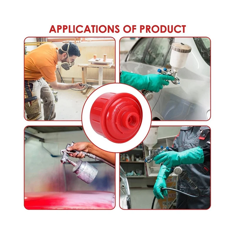 10 Piece Spray Tool Filter 58X68mm Mini Air-Water Filter Red Plastic High-Flow Tool Filter