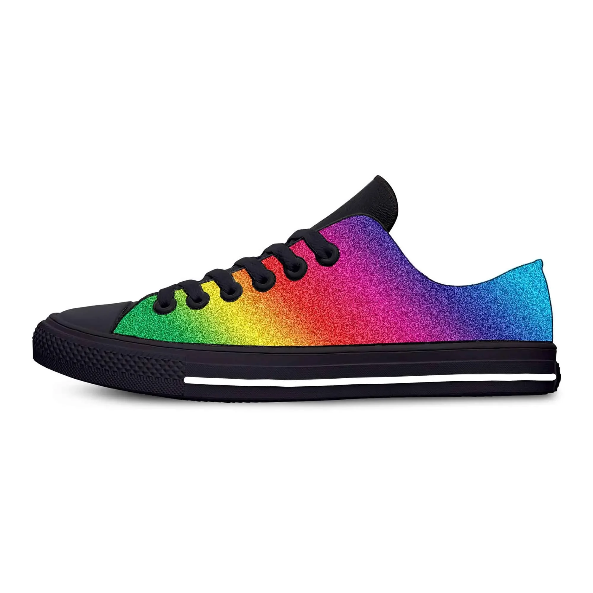 

Glitter Sparkle Sparkling Glittery Rainbow Galaxy Casual Cloth Shoes Low Top Comfortable Breathable 3D Print Men Women Sneakers