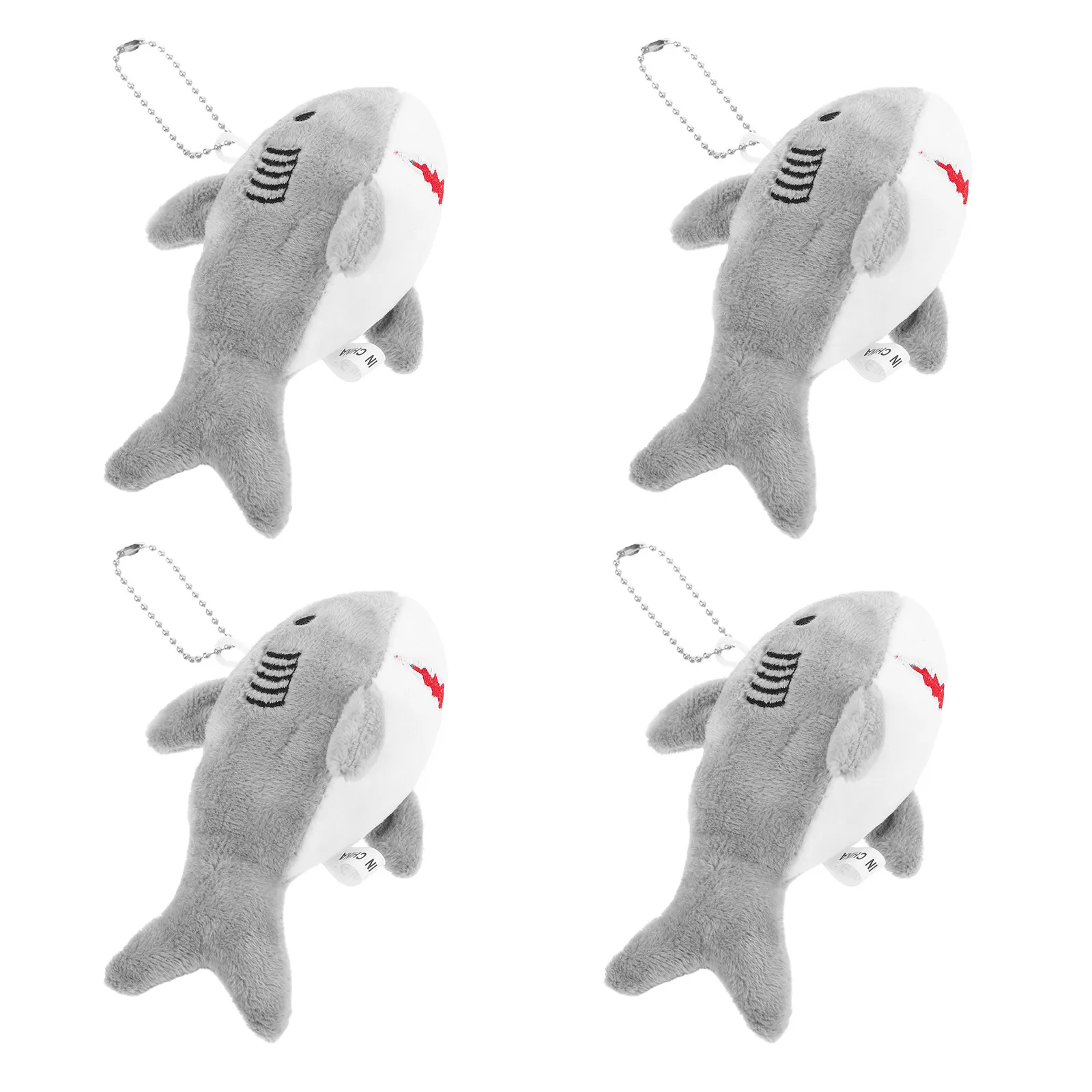 

Набор из 4 милых брелоков-акул, мягкие игрушки-украшения для сумок и рюкзаков, забавный аксессуар для путешествий, подарок на день рождения для детей