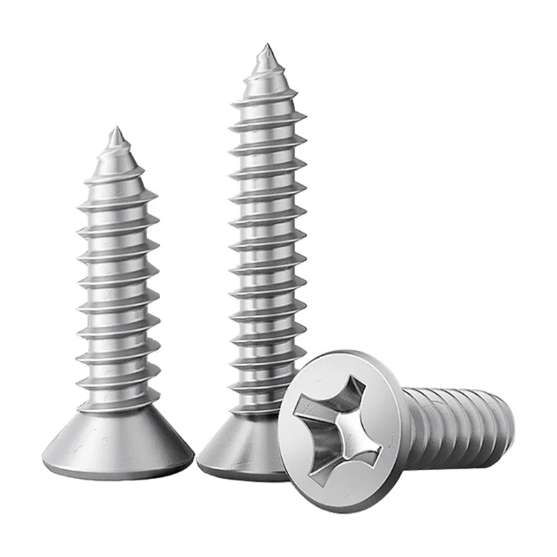 1~50 Pcs M2 M2.2 M2.6 M3 M3.5 M4 M5 M6 316 Stainless Steel Cross Flat Head Self Tapping Screw Self Tapping Furniture Wood Screw